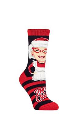 HEAT HOLDERS SOCKSHOP Damen 1.6 TOG Lite Weihnachtssocken Packung 1 Frau Claus 37-42 von HEAT HOLDERS