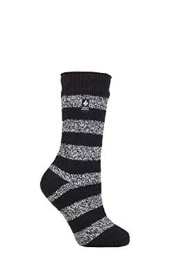 HEAT HOLDERS SOCKSHOP Damen 2.3 TOG Gemustert Thermische Socken Packung 1 (37-42, Tuscany Grob Streifen Schwarz/Weiß) von HEAT HOLDERS