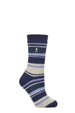 HEAT HOLDERS SOCKSHOP Damen 2.3 TOG Gemustert Thermische Socken Packung 1 Calanda Multi Streifen Dämmerungsblau 37-42 von HEAT HOLDERS