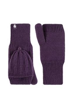 HEAT HOLDERS SOCKSHOP Damen Ash Zopfmuster Konverter-Fäustlinge Packung 1 Violett Einheitsgröße von HEAT HOLDERS