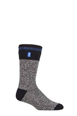 HEAT HOLDERS SOCKSHOP Herren 2.3 TOG Gemustert und schlicht Thermische Socken Packung 1 (39-45, Porto Robust Blockstreifen Schwarz/Blau) von HEAT HOLDERS