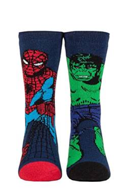 HEAT HOLDERS SOCKSHOP Marvel Kinder 1.6 TOG Lite Hulk und Spider-Man Thermal Socken Packung 1 Marine 31-36 von HEAT HOLDERS