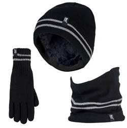 HEAT HOLDERS Warnschutz-Set für Mütze, Halswärmer und Handschuhe, reflektierend, für extrem kaltes Wetter (S-M, Schwarz) von HEAT HOLDERS
