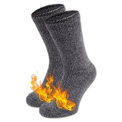 HEATEX Extra Warme Thermosocken Dick & Wollig mit Kälteschutz TOG 2.3 Winter Socken (2 Paar) Grau 41-46 von HEATEX