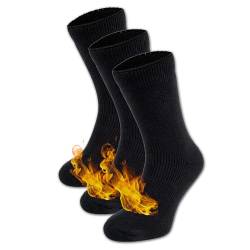 HEATEX Extra Warme Thermosocken Dick & Wollig mit Kälteschutz TOG 2.3 Winter Socken (3 Paar) Schwarz 41-46 von HEATEX