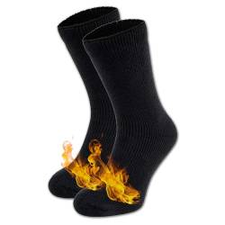 HEATEX Thermosocken mit Kälteschutz Extrem Warm TOG 2.3 Vollfrottee Winter Thermo-Socken Gefüttert (2 Paar) Schwarz 36-41 von HEATEX