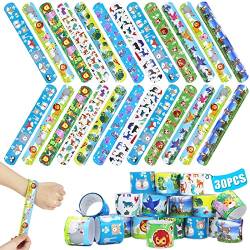 30Pcs Schnapparmband Kinder, Cartoon Slap Armband Geburtstag Party Zubehör Geeignet für Jungen und Mädchen Geburtstag Geschenk Spielzeug Partytüten Füller (Tier) von HEAWAA