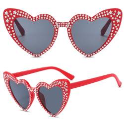 HEAWAA Love Heart Sonnenbrille für Damen, rot von HEAWAA