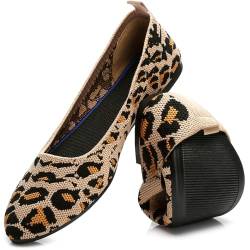 HEAWISH Damen Flats Schuhe Bequeme Mesh Pointed Toe Slip On Ballerinas, (leopard), 38 EU von HEAWISH