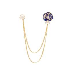 Blaue Rose Quaste Brosche Damen Mode Corsage Kette Drop Pin Pullover Schutz Clip zierliche Anstecknadeln Kleid Zubehör Schmuck Geburtstag von HEBBES