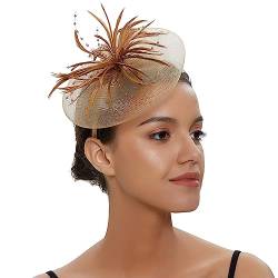 Braut-Kopfbedeckung, Party, Abschlussball, Feder-Kopfschmuck, Netzgarn, Haarnadel-Kopf, Blume, exquisiter kleiner Hut, Damen-Fascinators, Hochzeiten, Stirnband Mode-Stirnbänder (Color : H) von HEBBES