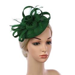 Damen-Fascinator-Hut mit Stirnband und Clip, Leinen, Blumen- und Feder-Kopfbedeckung, Derby-Kopfbedeckung for Damen und Mädchen, Hochzeiten, Stirnband Mode-Stirnbänder (Color : G) von HEBBES
