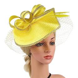 Elegante Fascinator-Hüte for Frauen mit Schleier-Stirnband, Tea-Party-Hüte for Frauen, Satin-Strasssteine, Hochzeits-Stirnband Mode-Stirnbänder (Color : B) von HEBBES