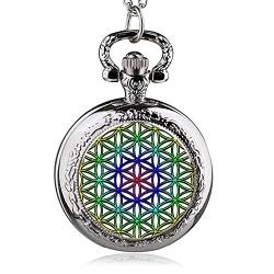 HEBBES Taschenuhren Mode Silber Edelstahl Baum der Lebenskette Leuchtende Taschenuhr Halskette Frauen Schmuck Glühender Anhänger Kette (Color : B) von HEBBES