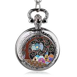 HEBBES Taschenuhren Mode Silber Edelstahl Baum der Lebenskette Leuchtende Taschenuhr Halskette Frauen Schmuck Glühender Anhänger Kette (Color : E) von HEBBES