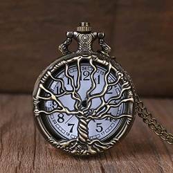 HEBBES Taschenuhren Mode Silber Edelstahl Baum der Lebenskette Leuchtende Taschenuhr Halskette Frauen Schmuck Glühender Anhänger Kette (Color : G) von HEBBES