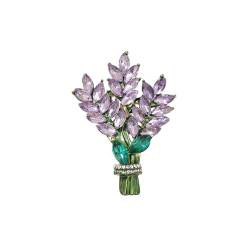 Mode Lavendel Brosche Lila Kristall Elegante Accessoires Corsage Geschenk Pin von HEBBES