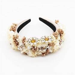 Mode Stirnbänder Barock Mode Temperament Schwamm Strass Stoff Blume Stirnband Street Shooting Persönlichkeit Abschlussball Haarband Haar Damen Accessoires Brautstirnband (Color : C) von HEBBES