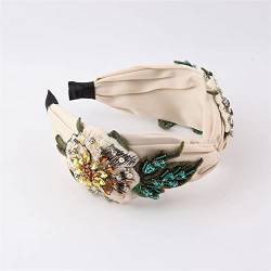 Mode Stirnbänder Breites Stoff-Stirnband, modischer Stoff mit breiter Krempe und Strass-Blumen, Haarband, Damen-Haarnadel-Kopfschmuck Brautstirnband (Color : C) von HEBBES