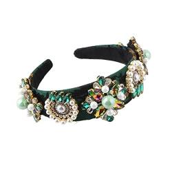 Mode Stirnbänder Mode Barock Persönlichkeit Haarband Perle Farbe Strass Stirnband Damen Party Schöne Haarschmuck Brautstirnband (Color : E) von HEBBES