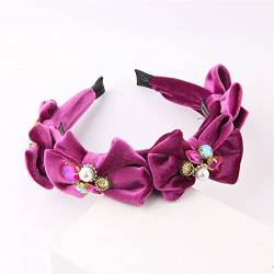 Mode Stirnbänder Mode Flanell Schleife Intarsien Bunte Edelstein Stirnband Damen Abschlussball Schöne Haarschmuck Frauen Haarbänder Kopfschmuck Brautstirnband (Color : A) von HEBBES