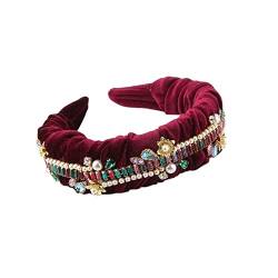 Mode Stirnbänder Modische Flanell-Furche mit eingelegten Strass-Blumen-Haarband-Damen-Party-schönen Haarband-Haarschmuck Brautstirnband (Color : D) von HEBBES