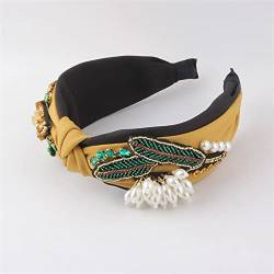 Mode Stirnbänder Tuch geknotet Reis Perlen Stirnband Mode geflochten Strass Haarband Damen Abschlussball Kopfbedeckung Haarband Brautstirnband (Color : D) von HEBBES