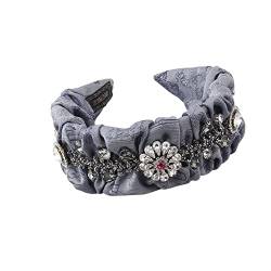 Mode Stirnbänder Vintage Blume Kristall Stirnband Barock Haarbänder Tuch Strass Haarbänder for Frauen Party Girl Zubehör Brautstirnband (Color : B) von HEBBES