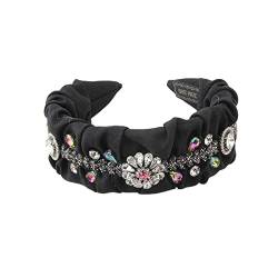 Mode Stirnbänder Vintage Blume Kristall Stirnband Barock Haarbänder Tuch Strass Haarbänder for Frauen Party Girl Zubehör Brautstirnband (Color : D) von HEBBES