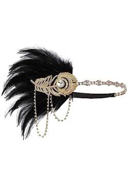 Vintage 1920er Jahre Flapper Stirnband Kristall Feder Kostüm for Frauen Haarbänder Party Fotografie Haarschmuck Damen Geschenke Federn Stirnband von HEBBES