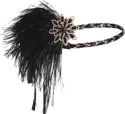 Vintage Feder Kristall Stirnband 1920er Jahre Flapper Feder Stirnband Strass Flapper Kopfschmuck Haarschmuck for Frauen Geschenke Federn Stirnband (Color : Bl) von HEBBES