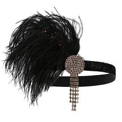 Vintage Mädchen Ballsaal Latein Tanzen Stirnband Pfauenfeder Kopfschmuck for Kostüm Cocktail Party Fotografie Frauen Geschenke Federn Stirnband (Color : Black gold) von HEBBES