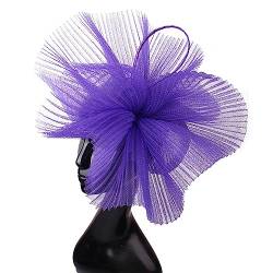 Vintage Netz und Feder Fascinator Hut Stirnband Clip Mesh Blume Hochzeit Cocktail Haarschmuck Tea Party Stirnband Mode-Stirnbänder (Color : E) von HEBBES