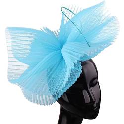 Vintage Netz und Feder Fascinator Hut Stirnband Clip Mesh Blume Hochzeit Cocktail Haarschmuck Tea Party Stirnband Mode-Stirnbänder (Color : Teal blue) von HEBBES