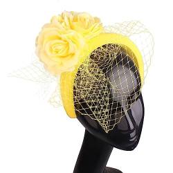 Vintage elegante Fascinators Stirnband Tea Party Hüte for Frauen königliche Hochzeit Schleier Blume Fascinators Haarschmuck Hochzeiten Haarband Mode-Stirnbänder (Color : B) von HEBBES