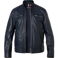 HECHTER PARIS Herren Lederjacke blau Leder unifarben von HECHTER PARIS