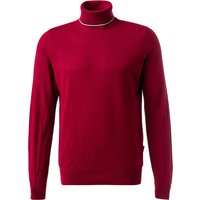 HECHTER PARIS Herren Rollkragenpullover rot Schurwolle unifarben von HECHTER PARIS