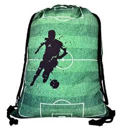 HECKBO Jungen Mädchen Kinder Turnbeutel - Fussball Soccer Football - 40x32cm – Schule, Sport - Rucksack, Tasche, Sporttasche, Fussballtasche (Fussball Turnbeutel) von HECKBO