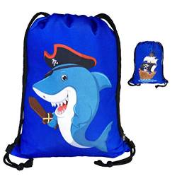 HECKBO Kinder Turnbeutel Piraten Tiere - 40x32cm - Sportkleidung Trinkflasche - Kindergarten, Schule, Stoffbeutel Kita - Rucksack, Tasche, Sportrucksack, Sportbeutel Junge Mädchen von HECKBO