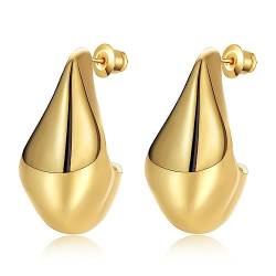 HEEYA Chunky Gold Creolen für Frauen Mädchen - 18 Karat vergoldete leichte Tropfenohrringe - Hypoallergene Gold Tropfen Ohrringe Schmuck Geschenk für Frauen von HEEYA