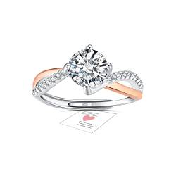 HEEYA Verlobungsring 925 Sterling Silber plattiert Roségold Ring - Brautschmuck Ehering Versprechen Ring für Frauen Mädchen CZ Zirkonia Verstellbare Damen Ringe Schmuck Geschenke von HEEYA