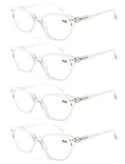 HEEYYOK Lesebrille Damen +0.50 Rechteckige Blumen/Blumen Muster Bunte Funky Lightweigth Rahmen Bequeme Passform 4 Pack von HEEYYOK