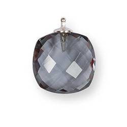 HEIDE HEINZENDORFF Einhängerpaar Quarzglas mit Briolettschliff, 16x16 mm, Black Diamant, Silber von HEIDE HEINZENDORFF