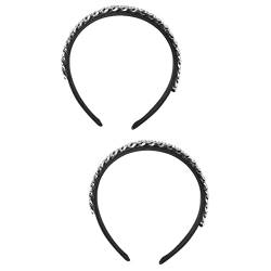 HEIMP 1 stücke Kette Haarband Mode Stirnband Frauen Kopfschmuck Haarband Kette Stirnbänder Haarband Metall Kopfketten (Color : Blackx2pcs, Size : 16x14cmx2pcs) von HEIMP