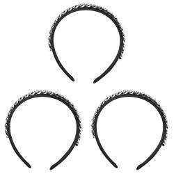 HEIMP 1 stücke Kette Haarband Mode Stirnband Frauen Kopfschmuck Haarband Kette Stirnbänder Haarband Metall Kopfketten (Color : Blackx3pcs, Size : 16x14cmx3pcs) von HEIMP
