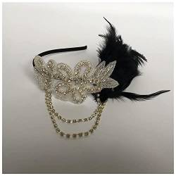 HEIMP Haarschmuck for Damen, Feder-Haarnadel-Stirnband Retro-Feder der 1920er Jahre, Kopfschmuck, Flapper-Ketten-Stirnband, großes Feder-Stirnband, Stirnbänder for Frauen Kopfketten von HEIMP