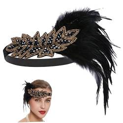 HEIMP Hochzeits-Stirnband Strass-Stirnbänder for Frauen Hochzeits-Haarteile for Bräute Hochzeits-Kopfschmuck for die Braut Pailletten-Flapper-Stirnband Great Gatsby-Stirnband Medaillon-Stirnband Kopfk von HEIMP