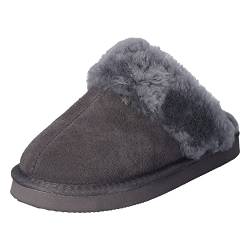 Lammfell Pantoffeln Puschen Slipper Hausschuhe (43, antrazit) von HEITMANN