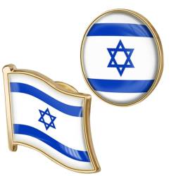 Anstecknadel mit israelischer Flagge, 2 Stück, Metall, patriotische Israel-Flagge, Anstecknadel, quadratische und runde Form, Broschennadeln für Kleidung, Taschen, Hemd, Rucksack von HEKARBAMILL