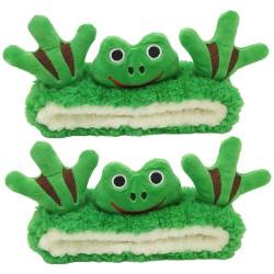 Make-up Stirnband 2pcs süßes Frosch-Stirnband zum Waschen von Gesicht hautfreundlicher elastischer Hautpflege Stirnband Cartoon Wellband Dunkelgrün von HEKARBAMILL